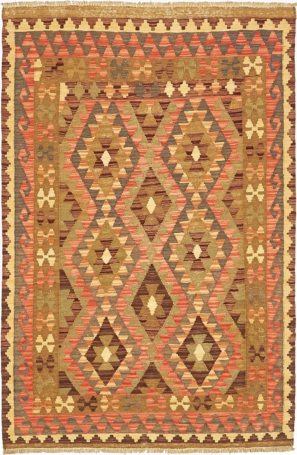 3' 4 x 5' 2  Hand Woven Kilim Maymana Wool Rug