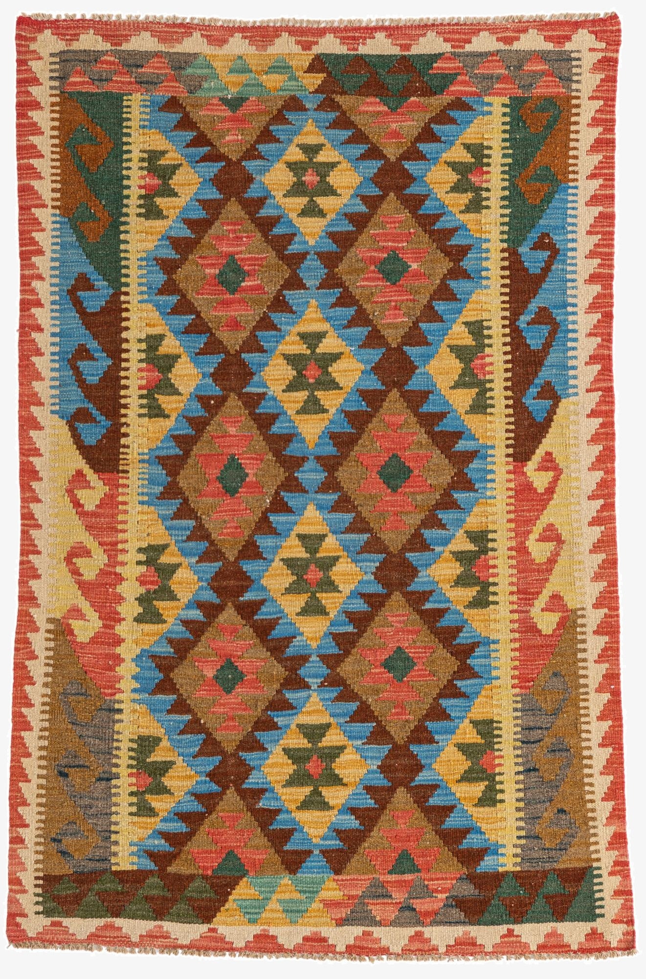 3' 2 x 5'  Hand Woven Kilim Maymana Wool Rug