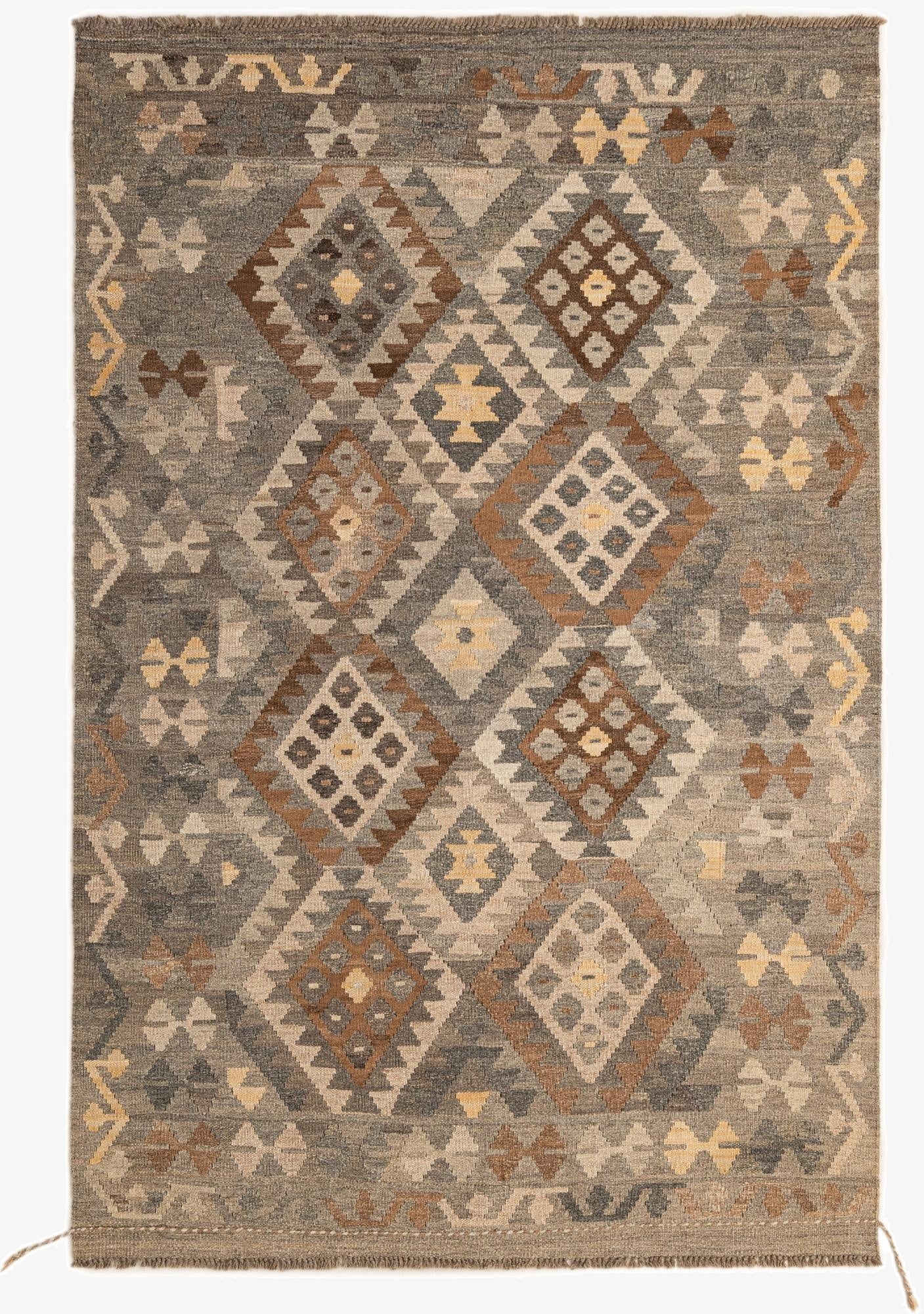 4' 6 x 6' 8  Hand Woven Kilim Maymana Wool Rug