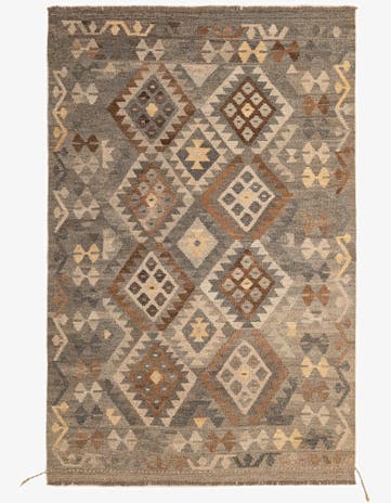 4' 6 x 6' 8 Hand Woven Kilim Maymana Wool Rug