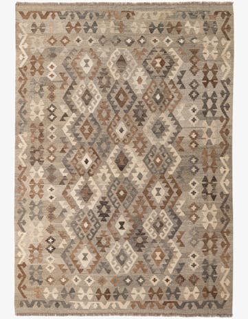 6' 2 x 8' 7 Hand Woven Kilim Maymana Wool Rug