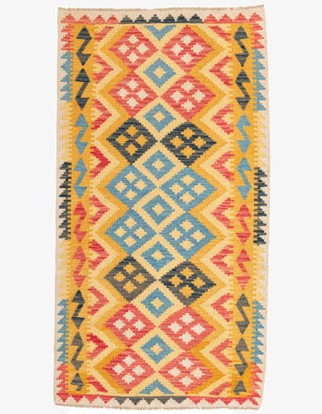 3' 6 x 6' 7 Hand Woven Kilim Maymana Wool Rug