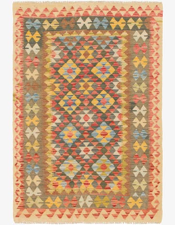 3' 5 x 5' Hand Woven Kilim Maymana Wool Rug
