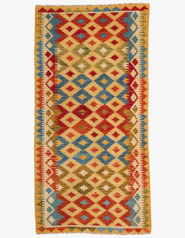 3' 3 x 6' 5 Hand Woven Kilim Maymana Wool Rug