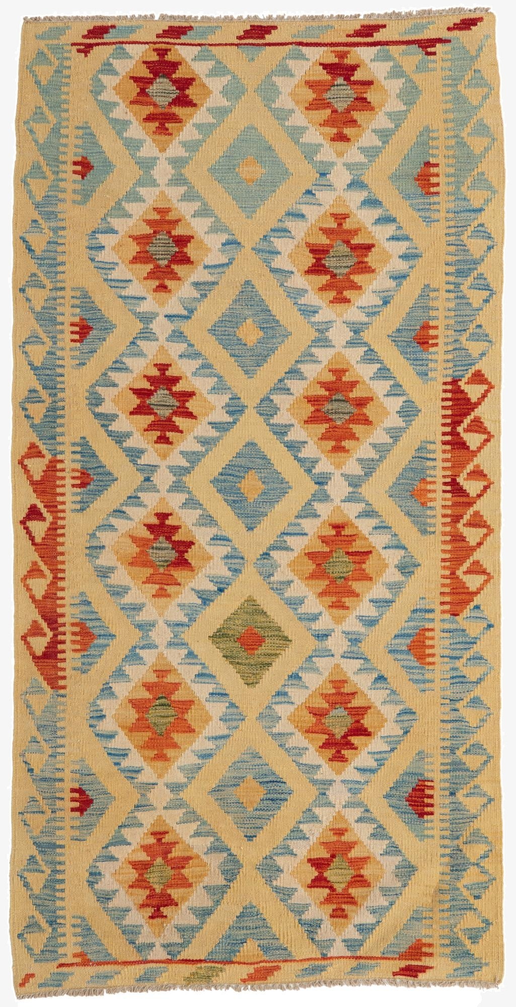 3' 4 x 6' 6  Hand Woven Kilim Maymana Wool Rug