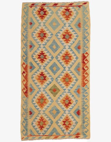 3' 4 x 6' 6 Hand Woven Kilim Maymana Wool Rug