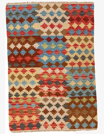 2' 9 x 4' 1 Hand Woven Kilim Maymana Wool Rug