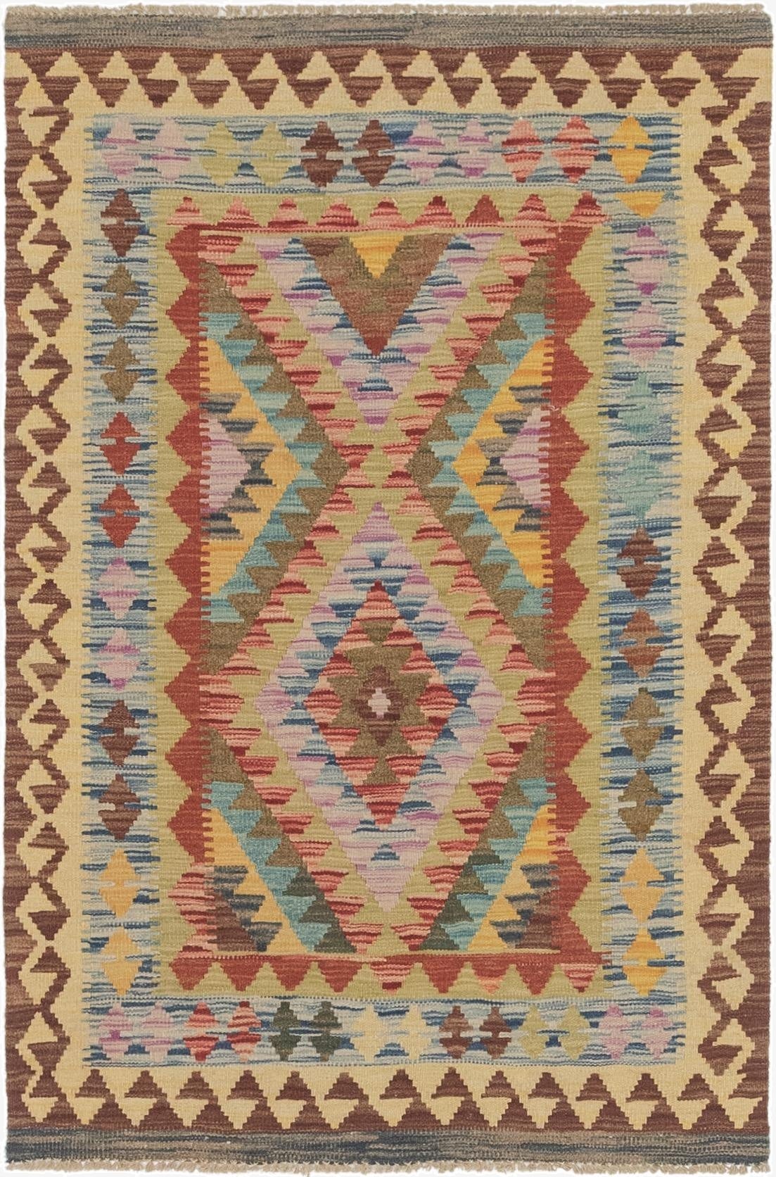 3' x 4' 10  Hand Woven Kilim Maymana Wool Rug