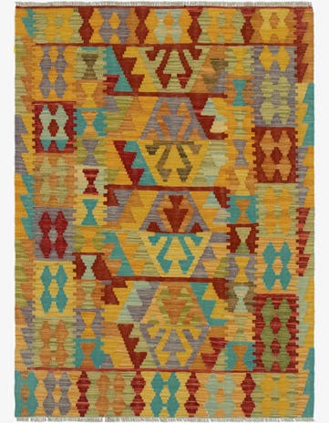 3' 3 x 4' 6 Hand Woven Kilim Maymana Wool Rug