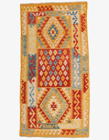 3' 6 x 6' 9 Hand Woven Kilim Maymana Wool Rug