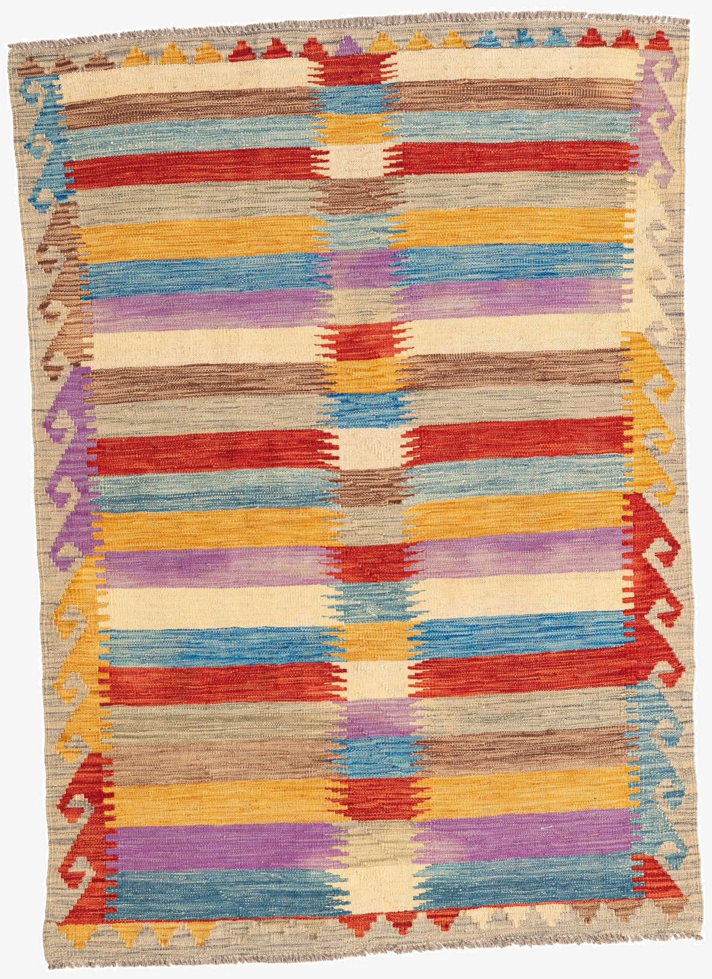 4' x 5' 9  Hand Woven Kilim Maymana Wool Rug
