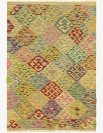 3' 6 x 5' 1 Hand Woven Kilim Maymana Wool Rug