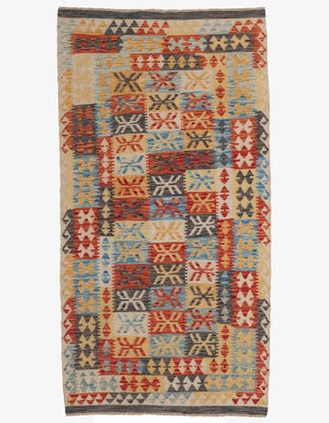3' 6 x 6' 6 Hand Woven Kilim Maymana Wool Rug