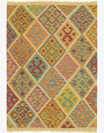 3' 7 x 5' 1 Hand Woven Kilim Maymana Wool Rug
