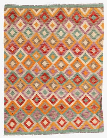 4' 4 x 5' 8 Hand Woven Kilim Maymana Wool Rug