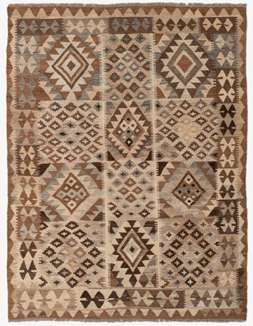 5' x 6' 6 Hand Woven Kilim Maymana Wool Rug