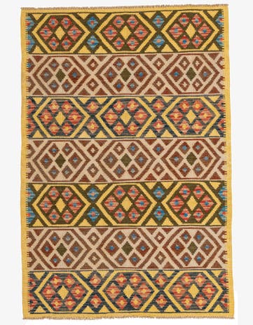 3' 4 x 5' Hand Woven Kilim Maymana Wool Rug