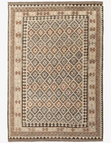 6' 9 x 9' 10 Hand Woven Kilim Maymana Wool Rug