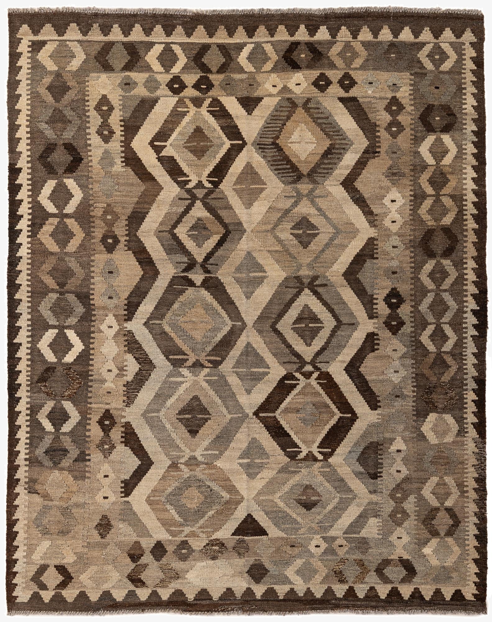 5' 3 x 6' 8  Hand Woven Kilim Maymana Wool Rug
