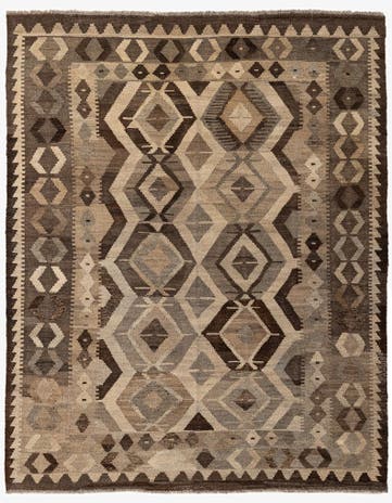 5' 3 x 6' 8 Hand Woven Kilim Maymana Wool Rug
