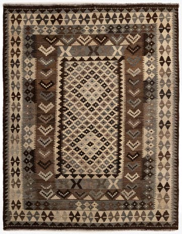 5' 4 x 6' 9 Hand Woven Kilim Maymana Wool Rug