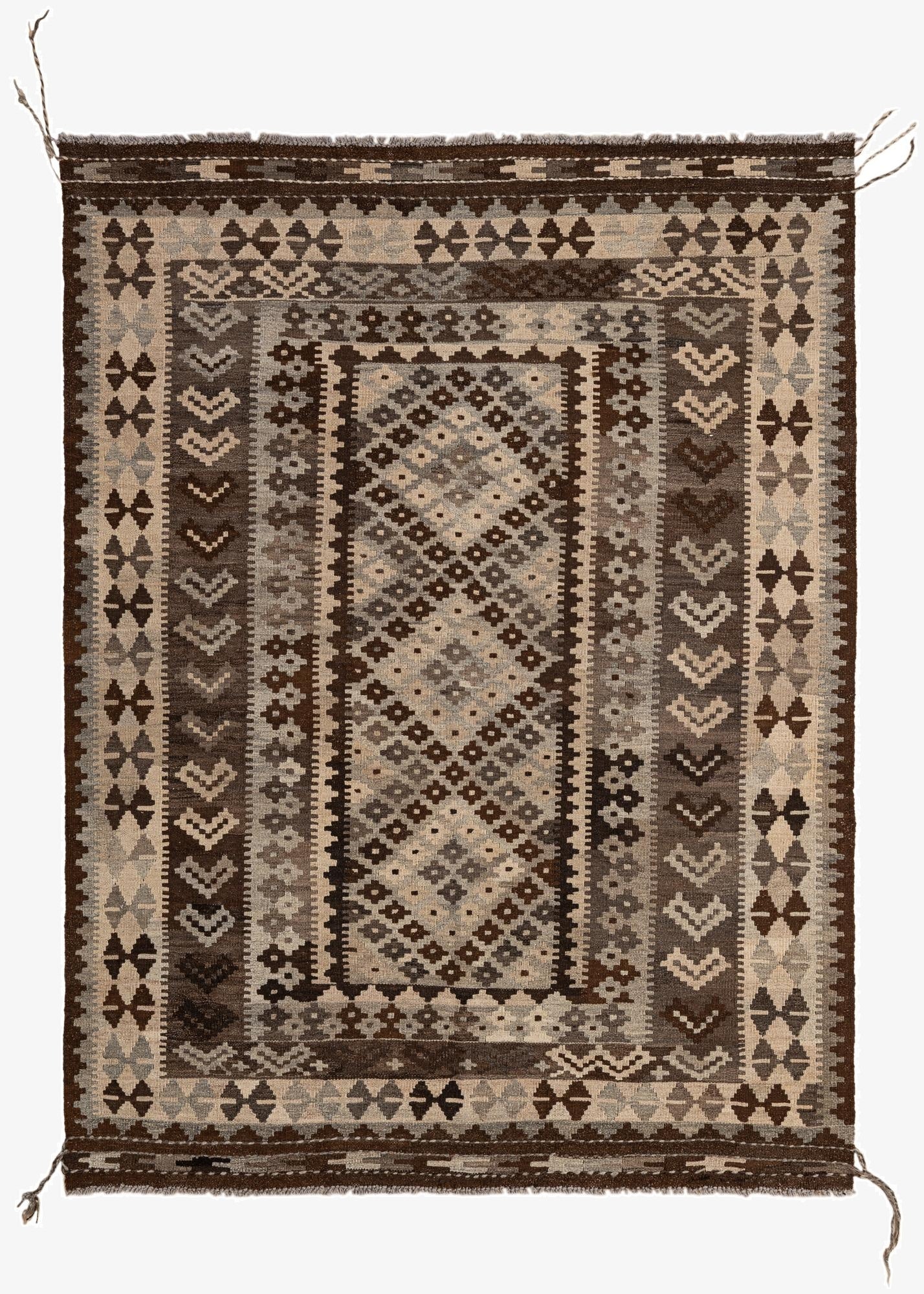 5' x 6' 7  Hand Woven Kilim Maymana Wool Rug