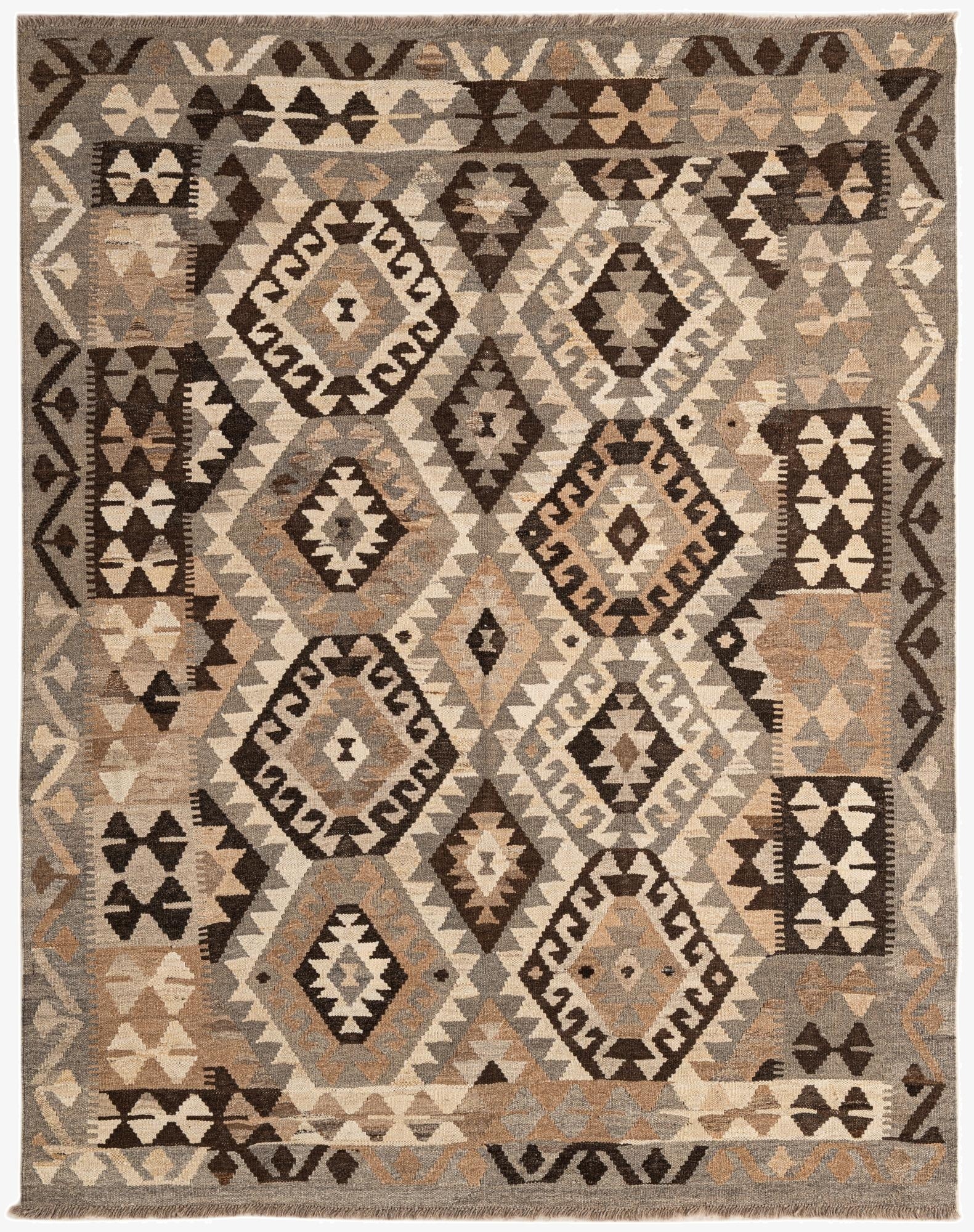 5' 2 x 6' 7  Hand Woven Kilim Maymana Wool Rug