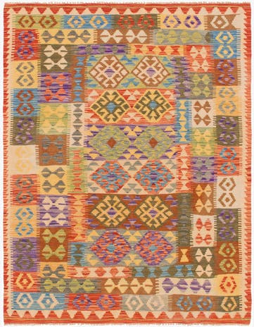 4' 10 x 6' 5 Hand Woven Kilim Maymana Wool Rug