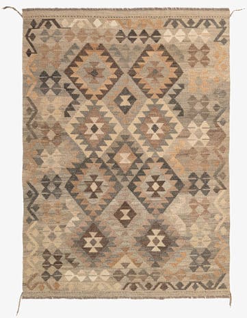 4' 11 x 6' 10 Hand Woven Kilim Maymana Wool Rug