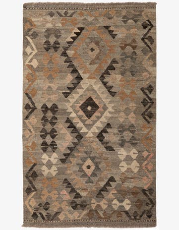 3' 2 x 5' 3 Hand Woven Kilim Maymana Wool Rug