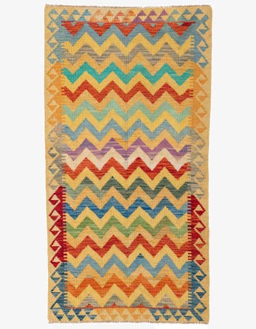 3' 4 x 6' 4 Hand Woven Kilim Maymana Wool Rug