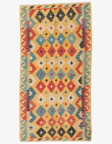 3' 5 x 6' 6 Hand Woven Kilim Maymana Wool Rug