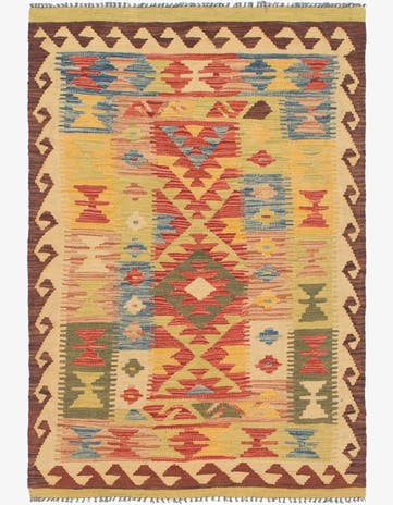 3' 5 x 5' 2 Hand Woven Kilim Maymana Wool Rug