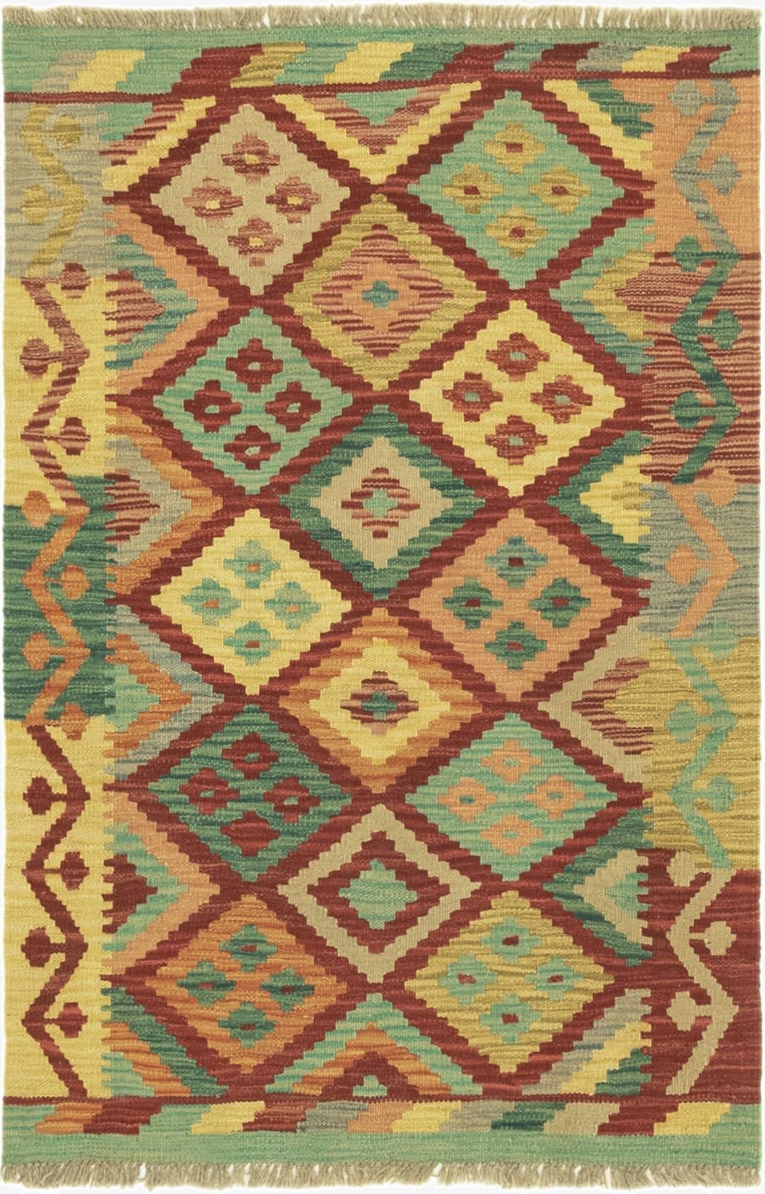 2' 9 x 4' 1  Hand Woven Kilim Maymana Wool Rug