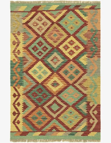 2' 9 x 4' 1 Hand Woven Kilim Maymana Wool Rug