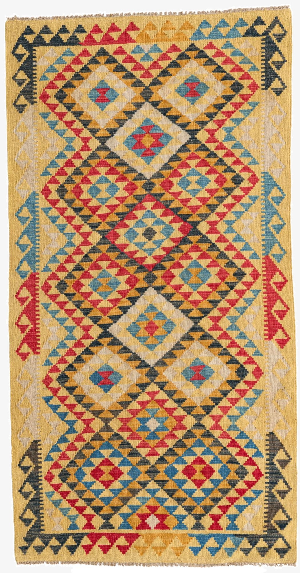 3' 5 x 6' 6  Hand Woven Kilim Maymana Wool Rug