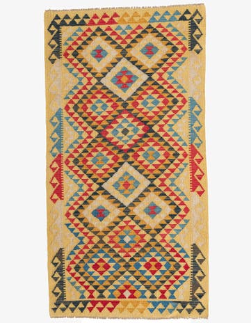 3' 5 x 6' 6 Hand Woven Kilim Maymana Wool Rug