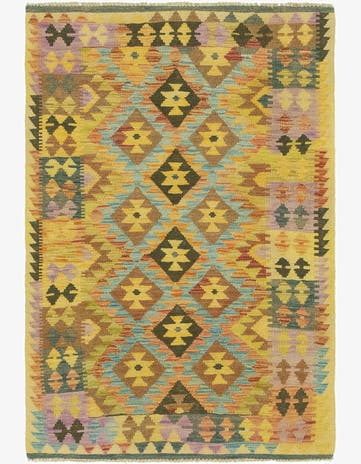 3' 3 x 4' 10 Hand Woven Kilim Maymana Wool Rug