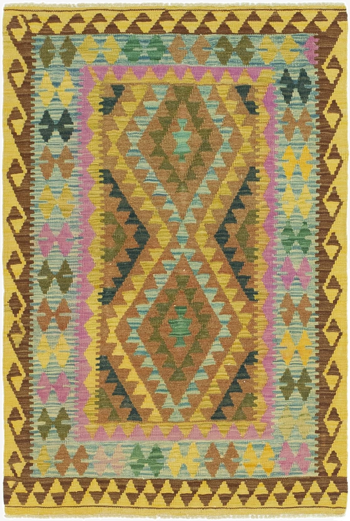 3' 3 x 4' 10  Hand Woven Kilim Maymana Wool Rug