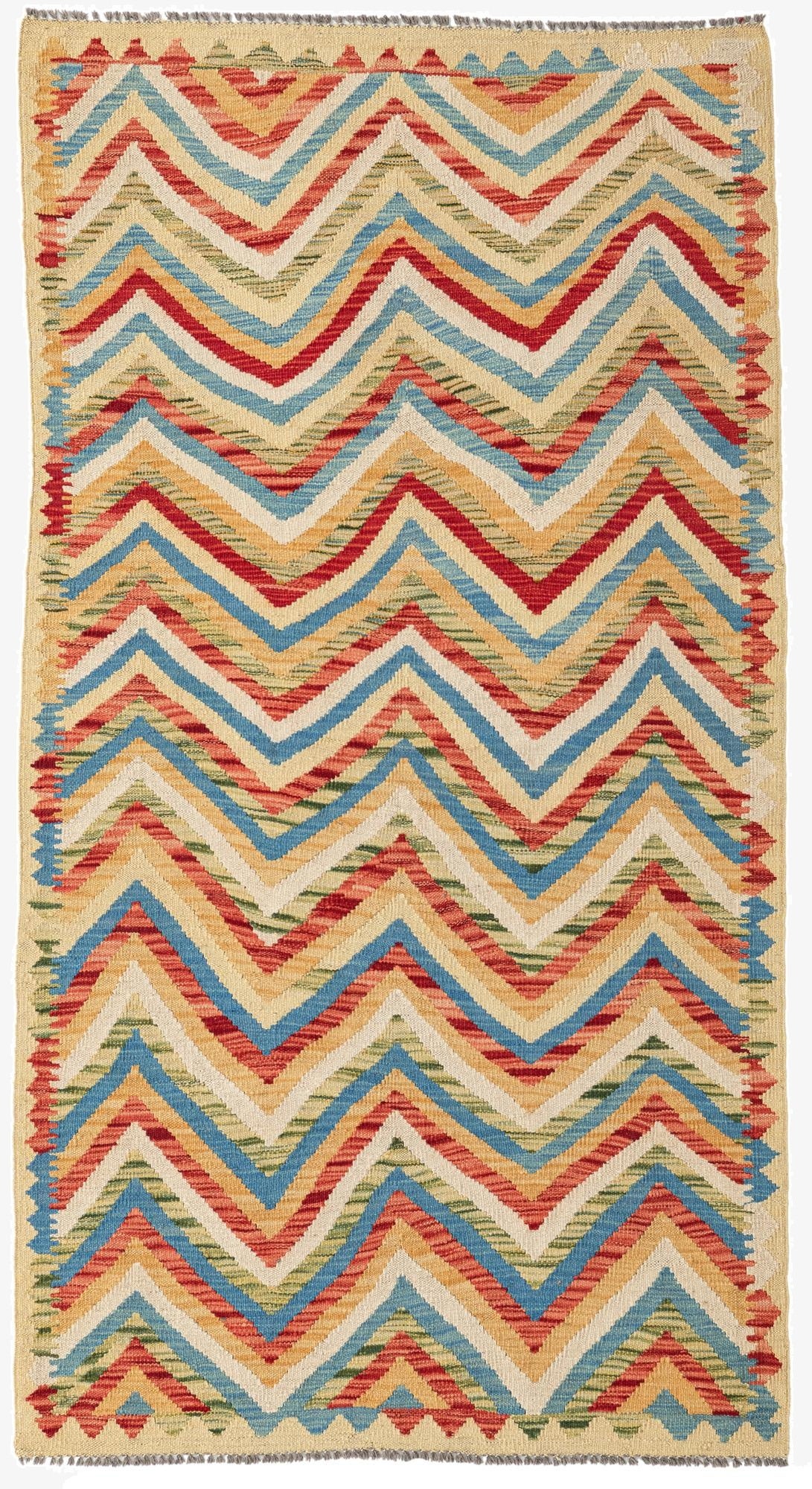 3' 5 x 6' 4  Hand Woven Kilim Maymana Wool Rug