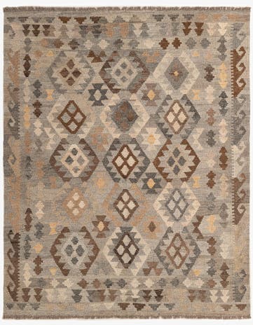 5' 5 x 6' 8 Hand Woven Kilim Maymana Wool Rug