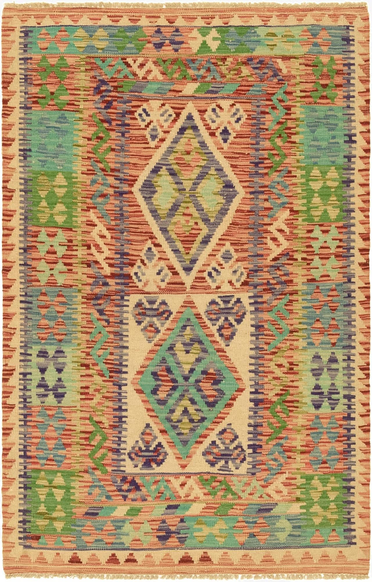 3' 3 x 5' 1  Hand Woven Kilim Maymana Wool Rug