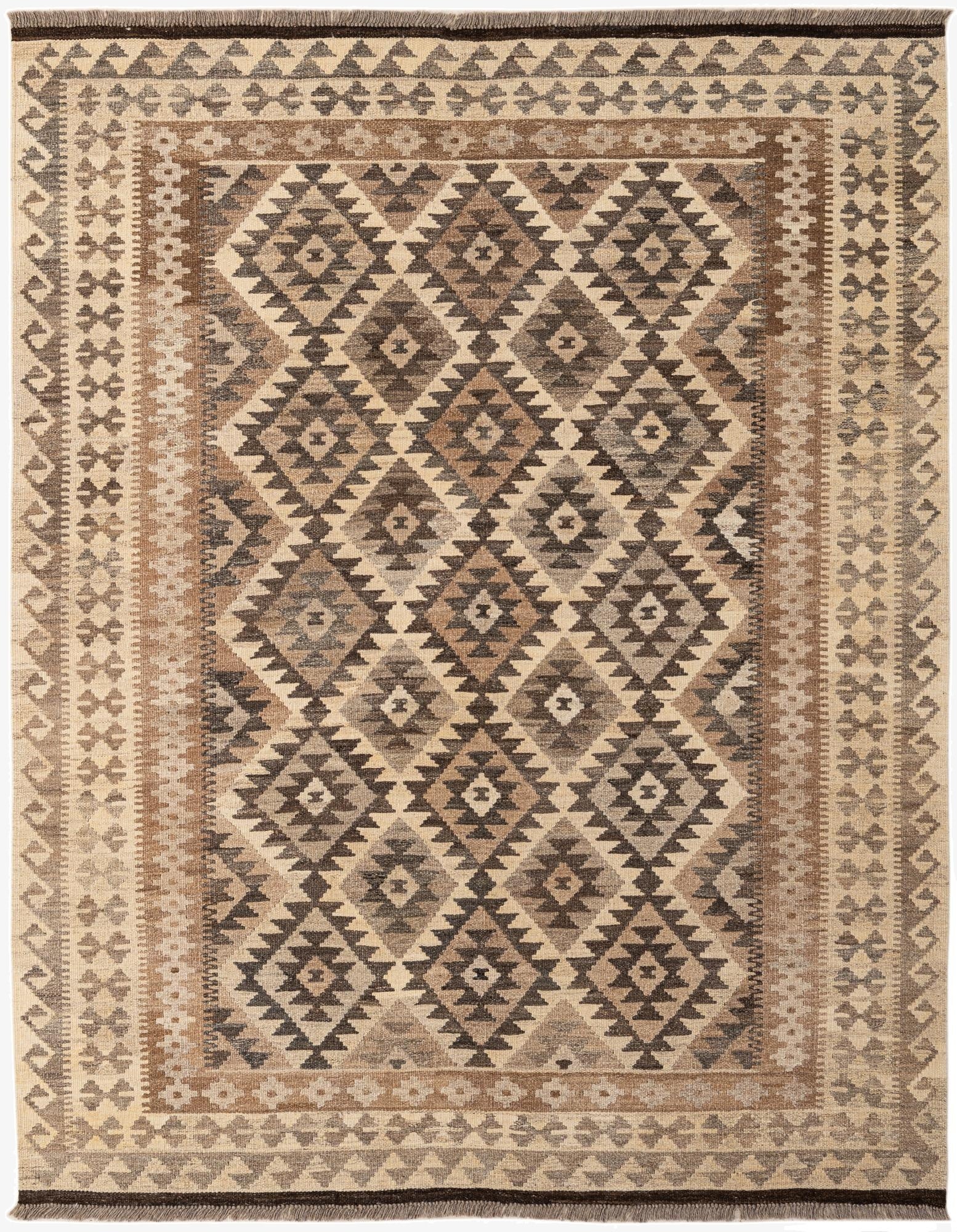 5' 3 x 6' 6  Hand Woven Kilim Maymana Wool Rug