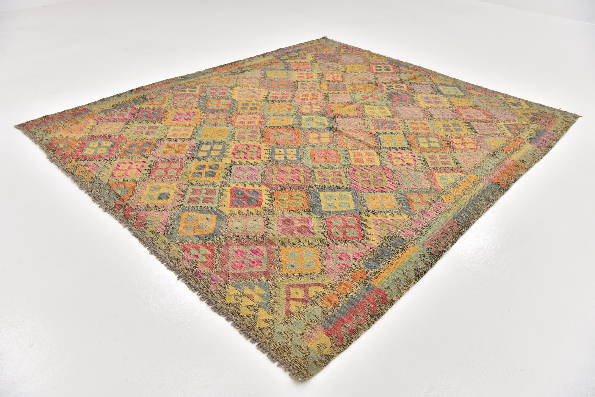 6' 10 x 8' Hand Woven Kilim Modern Wool Rug