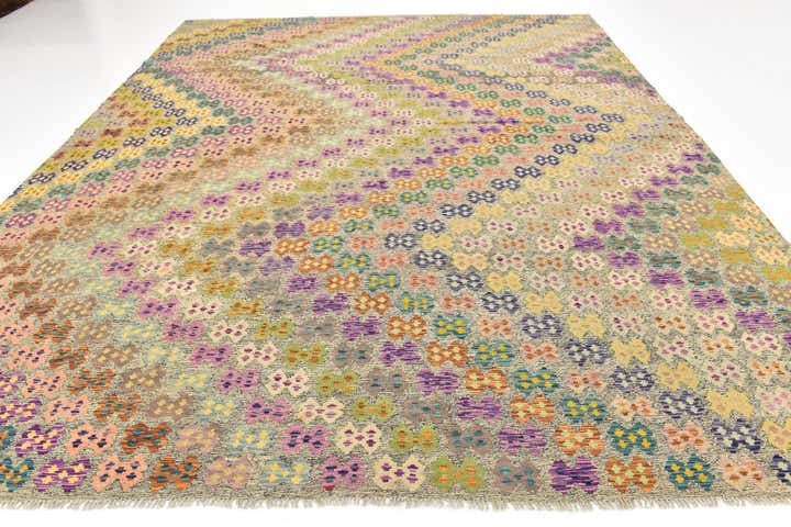 10' 9 x 13' Hand Woven Kilim Modern Wool Rug