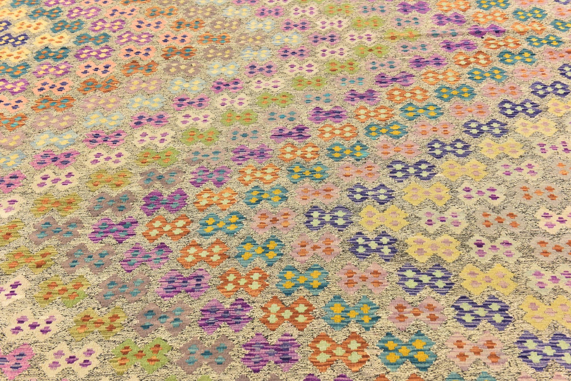 10' 9 x 13' Hand Woven Kilim Modern Wool Rug