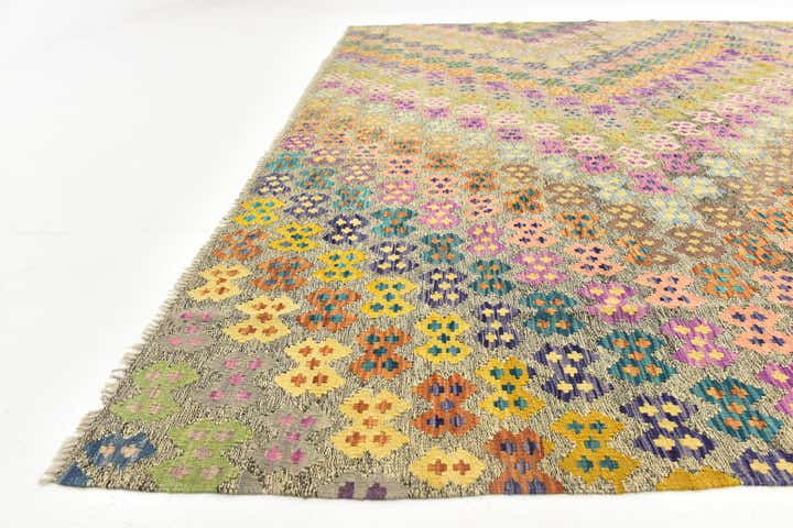 10' 9 x 13' Hand Woven Kilim Modern Wool Rug