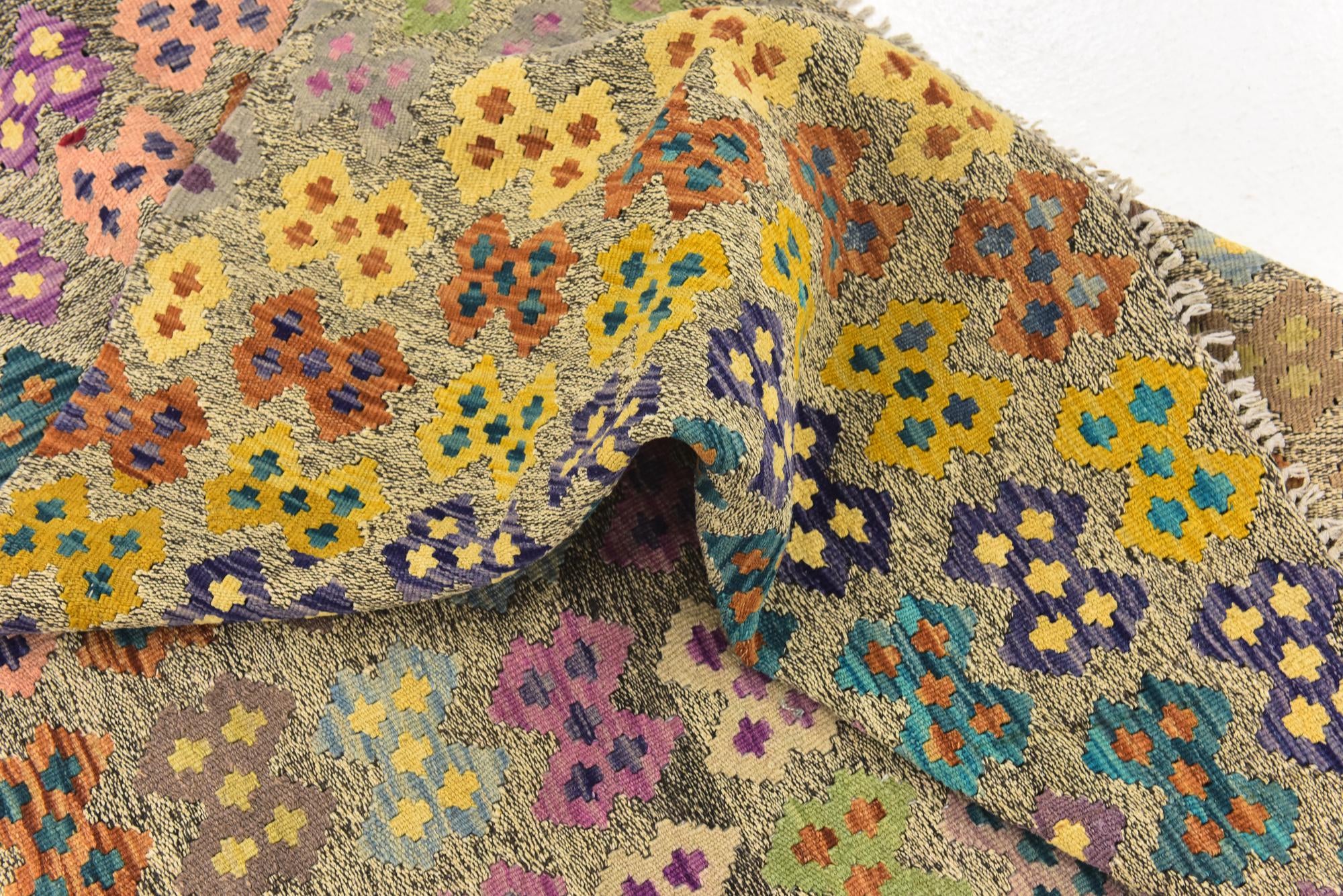 10' 9 x 13' Hand Woven Kilim Modern Wool Rug