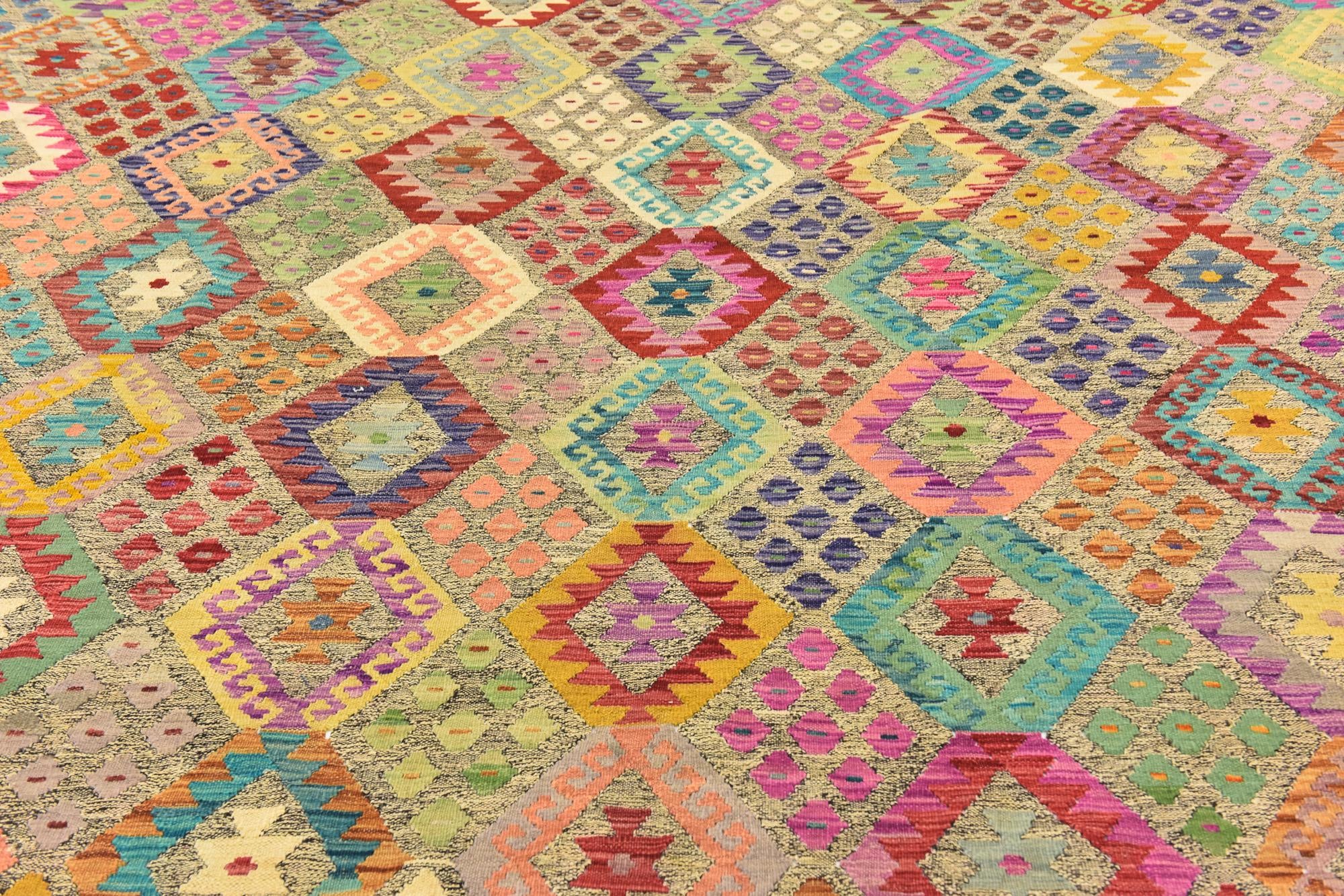 10' 10 x 12' 5 Hand Woven Kilim Modern Wool Rug