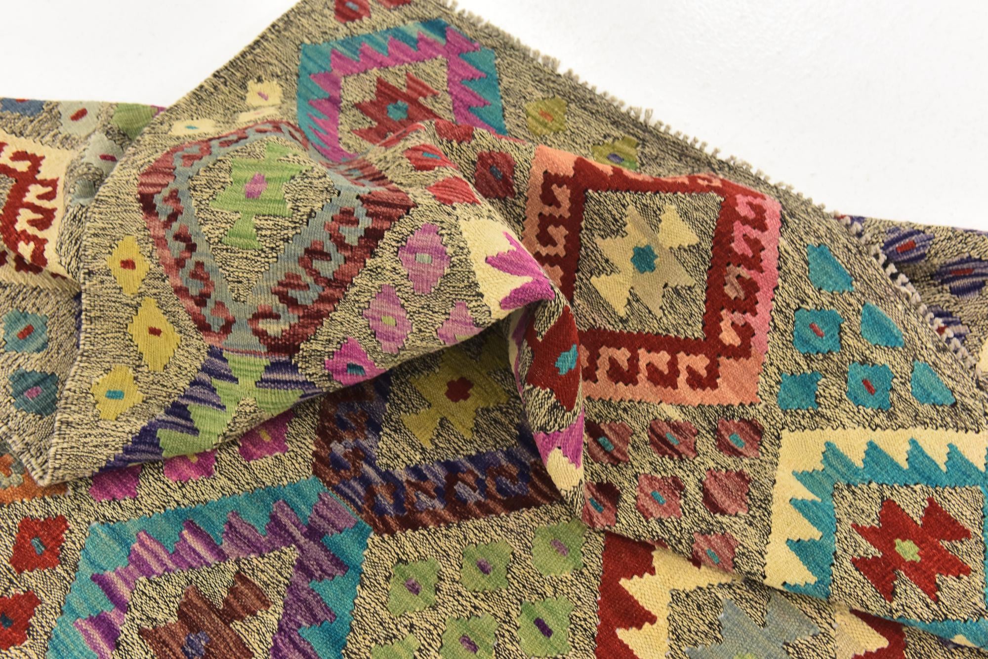 10' 10 x 12' 5 Hand Woven Kilim Modern Wool Rug
